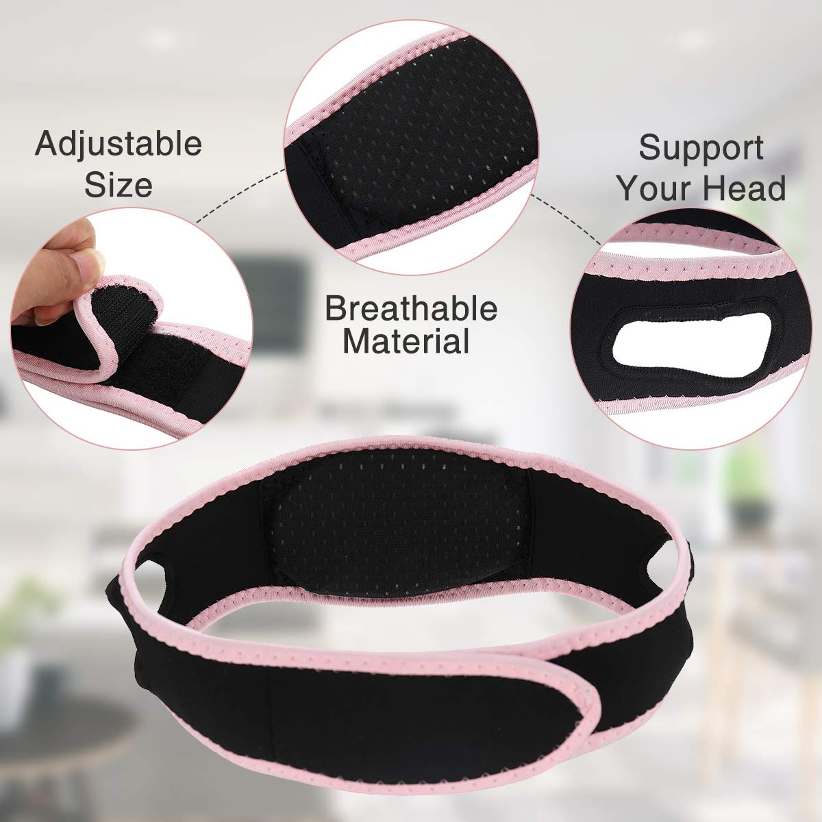 OUTERDO Facial Slimming Strap, Pain Free Lift the Face V line Shape Anti Wrinkle Chin Mask for Women for Face Neck and Chin Lift Double Effect Adjustable Pink : Beauty