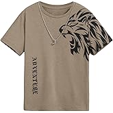 SweatyRocks Boy's Letter Print T Shirts Crew Neck Short Sleeve Graphic Tees Tops