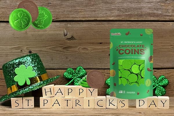 SAINT PATRICK’S DAY 100 CLOVER SHAMROCK LEPRECHAUN GREEN COINS, PREMIUM BELGIAN NUT-FREE CANDY, KOSHER (100-PACK)