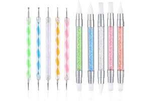 FULINJOY 5PCS Dual Tipped Nail Art Sculpture Pen with 5PCS Dotting Pens, Double Ended Brush and Dotting Tool Kit, Nail Art Design Tools (10 Pcs Set)