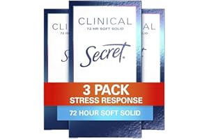 Secret Clinical Strength Antiperspirant Deodorant for Women, Stress Response, 3X Stress Protection, 72hr Sweat & Odor Protection, PH Balancing Minerals, Soft Solid, 1.6 oz (Pack of 3)