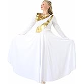 Danzcue Girls Metallic Praise Dance Dress, Metallic Bicolor Full Length Worship Dance Dress