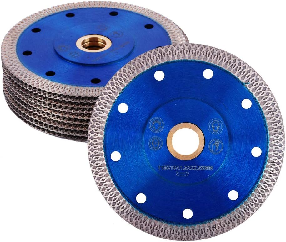 GoYonder 4.5 Inch Super Thin Diamond Saw Blade for Cutting Porcelain Tiles,Granite Marble Ceramics (Blue-4.5"-10pcs)