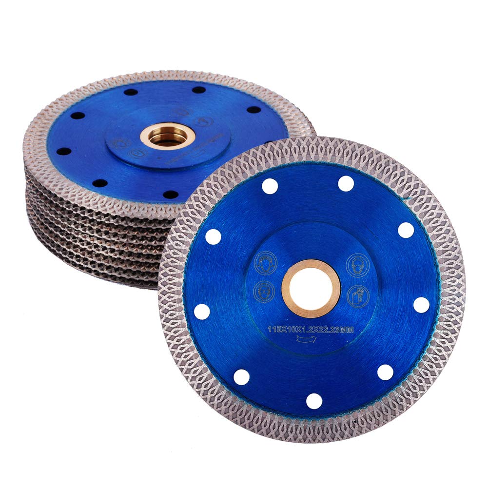 GoYonder 4.5 Inch Super Thin Diamond Saw Blade for Cutting Porcelain Tiles,Granite Marble Ceramics (Blue-4.5"-10pcs)