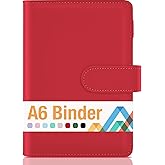 Sooez A6 Notebook Binder, 6 Ring Planner Binder A6 PU Leather Notebook Binder, Loose Leaf Personal Organizer Binder Cover with Magnetic Buckle Closure, PU Leather Portfolio Binder, 7.48"x5.2"