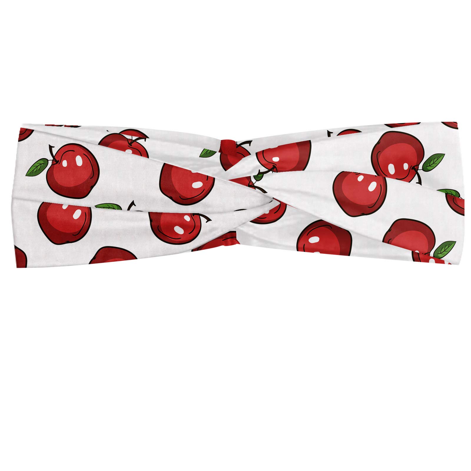 ABAKUHAUS Headband Apple, Cartoon Organic Fruit, Elastic and Soft Women's Bandana for Sports and Everyday Use, Dark Coral