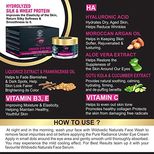 Wildvedic Naturals Under Eye Cream GEL - For Dark Circles, Puffiness, Wrinkles and Bags - 50g 6 Wildvedic Naturals Under Eye Cream GEL - For Dark Circles, Puffiness, Wrinkles and Bags - 50g - Image 6