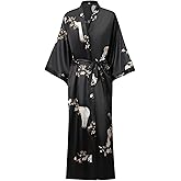 Women's Soft Long Satin Robes Long Silk Robes Full Length Robes Kimonos Silky Bath Robe Dressing Gowns