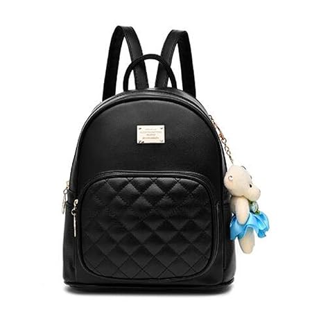 Alice Pu Leather Students School Bags Backpacks For Girls (Black)