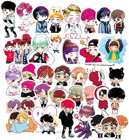 yeahnow 58/63pcs Kpop BTS Bangtan Boys PVC Adhesive Sticker For Laptop Luggage Fans Gift (58)