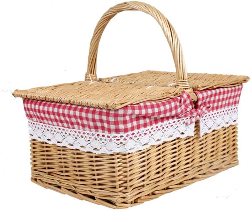 DBWIN Picnic Basket Outdoor Wicker Picnic Basket Wicker Basket Hand