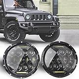 7Inch Round LED Headlight 2007-2015 Jeep Wrangler JK 70W/150W with Hi/Lo Beam Daytime Running Light(DRL) for 1997-2006 Jeep TJ with H4-to-H13 Adapter(One Pair)