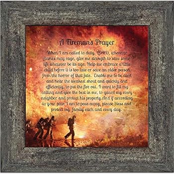 Elegantly Yours Fireman's Prayer, Picture Frame for Firefighter Gifts,10x10 8650BW