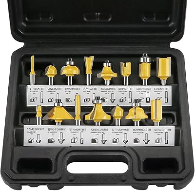 Anesty Router Bit Set 15Pcs 6.35mm 1/4in Shank Carbide Woodworking Bits
