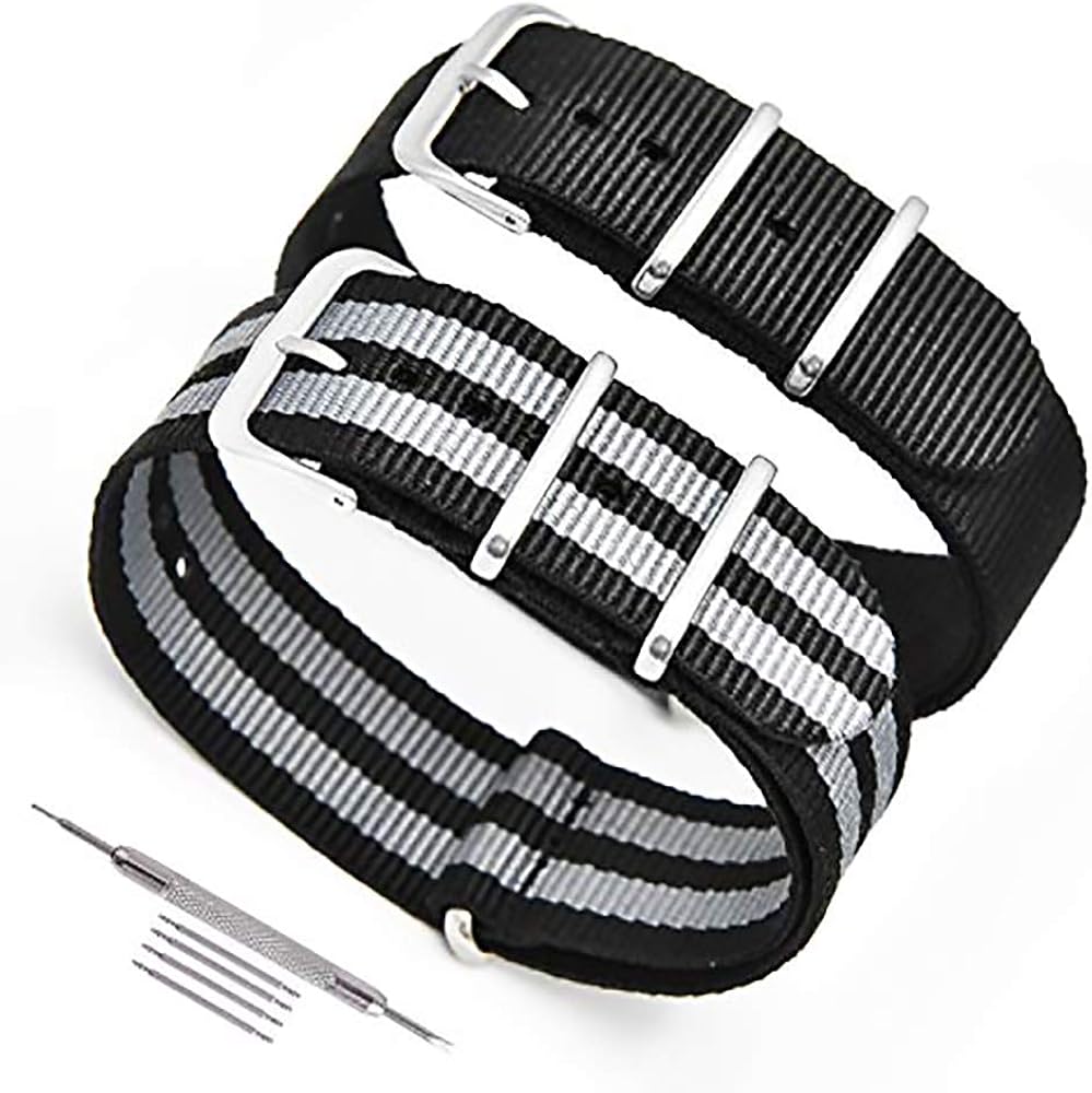 NATO Watch Straps 2 Pack Ballistic Nylon Replacement Watch Bands