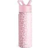 Simple Modern Leopard Water Bottle with Straw Lid Vacuum Insulated Stainless Steel Metal Thermos Bottles | Reusable Leak Proof BPA-Free Flask for Sports | Summit Collection | 20oz, Blush Leopard