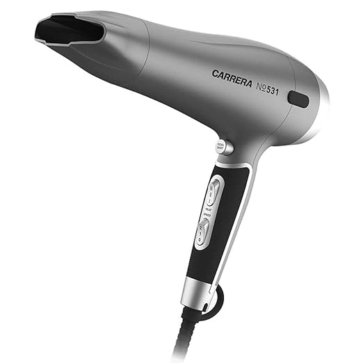 CARRERA 531 Professional Hair Dryers for Men & Women | Hairdryers - Styling Nozzle-Diffuser, Blow Dry, Hot-Cold Air, DC 2400W