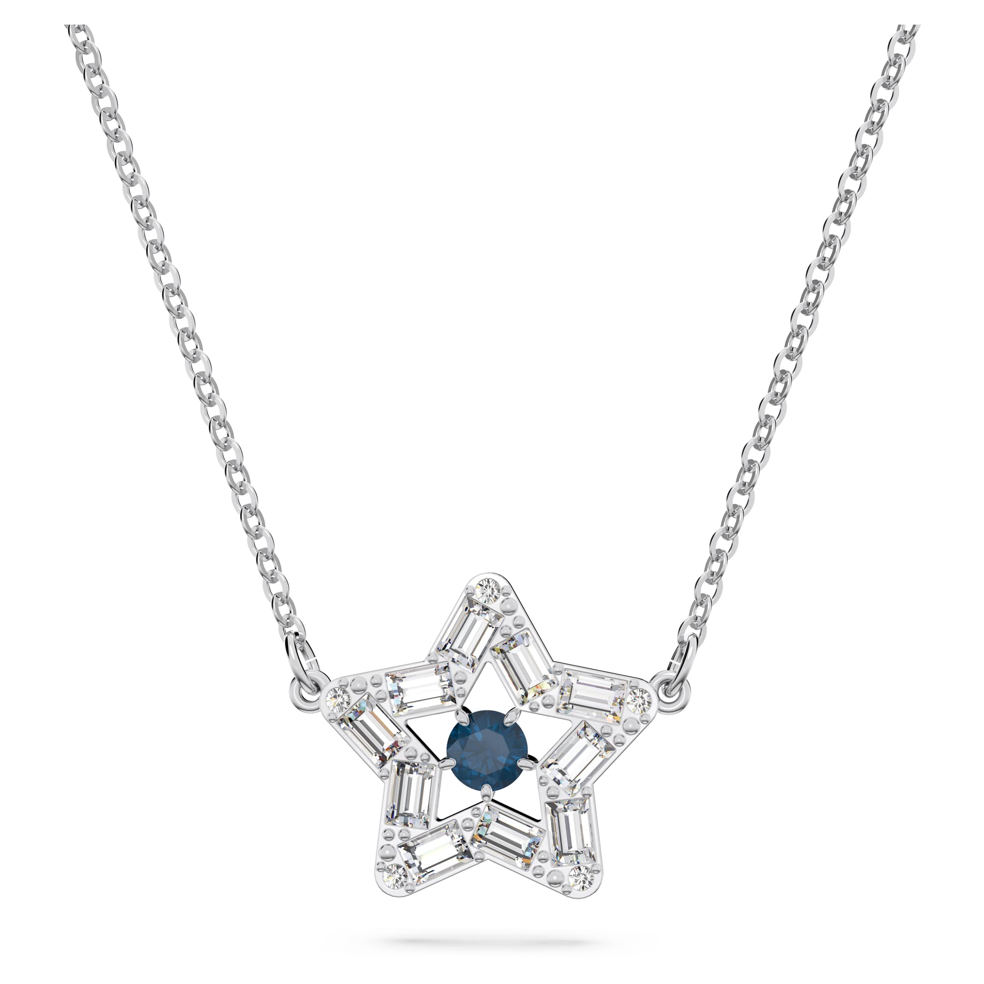 Swarovski Stella Star Necklace, Blue and White Crystals in a Rhodium Plated Setting, from the Stella Collection