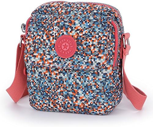 Sumcoa Nylon Crossbody Bag Waterproof Shoulder Handbag with multi pockets (pink floral)