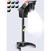 Icoget Hair Steamer for Deep Conditioning w/7 Color Light & Ozone, Micro Mist Scalp Hydration Steamer for Hair Treatment for Natural/Black Hair w/Adjustable Temp, for Barber