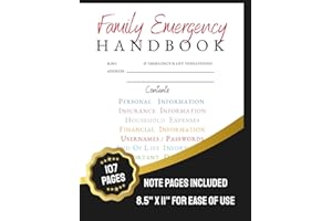 Family Emergency Handbook: 107-Page Preparedness Planner to Organize Vital Information, Finances, Insurance, Passwords, and Important Documents for Peace of Mind