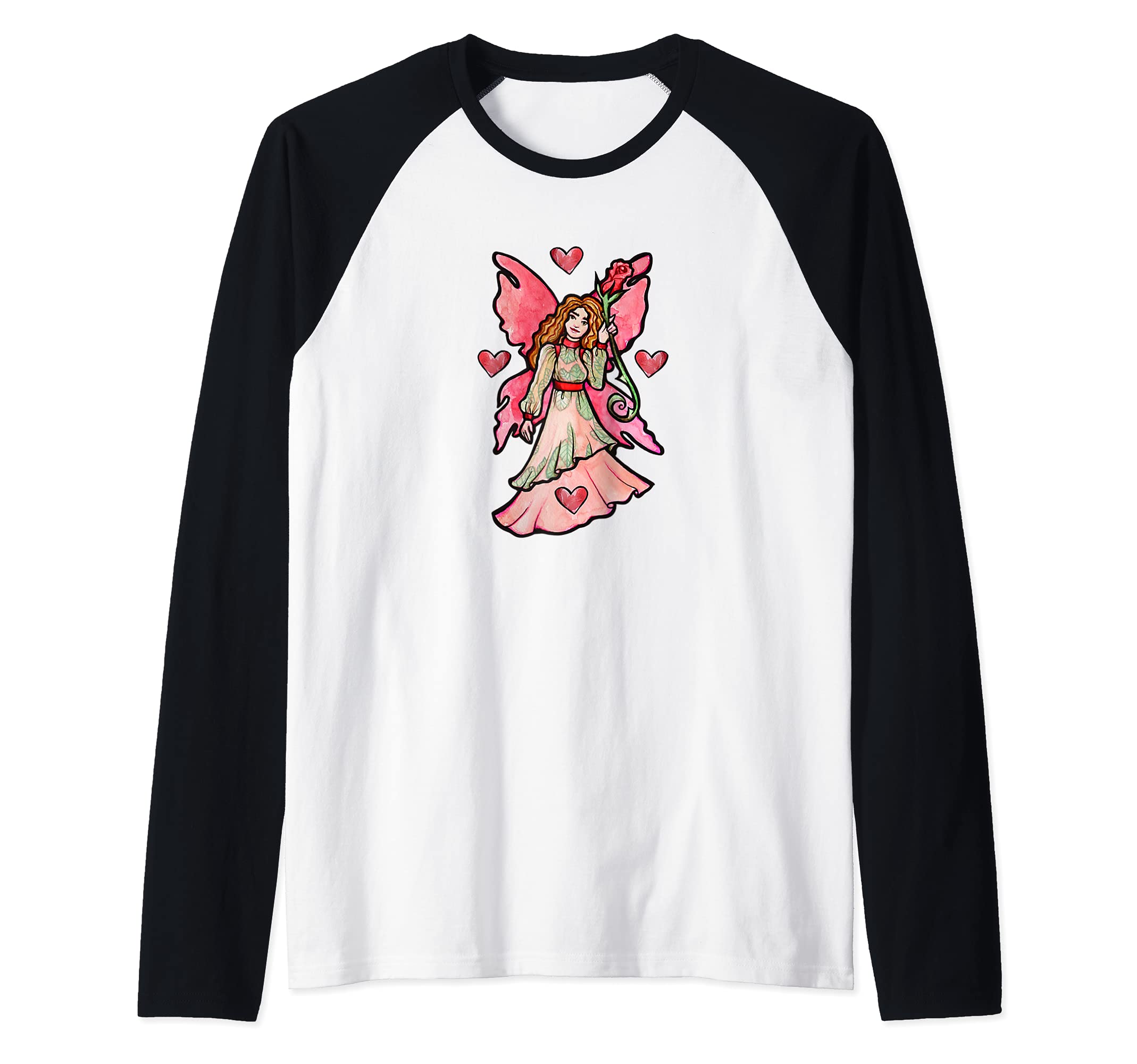 Valentine Fairy Garden Art Faerie Gardeners Raglan Baseball Tee