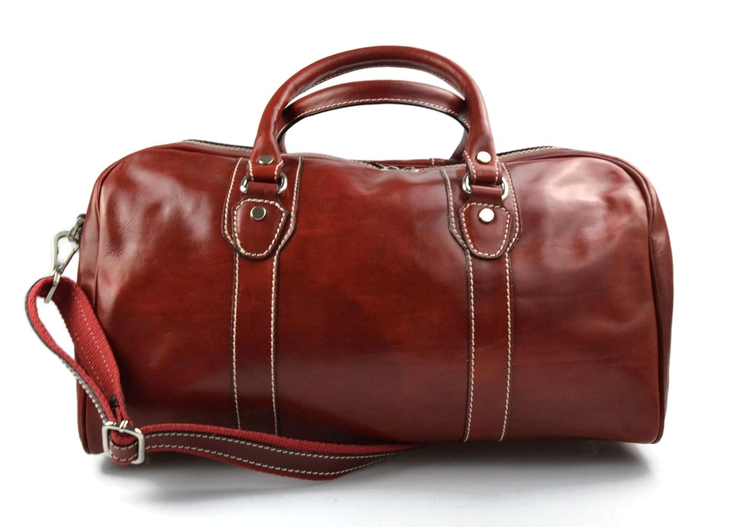 KPL - Borsone In Pelle, Grande, 61 Cm, Quadrato, Da Viaggio, Palestra, Sport, Pernottamento, Weekender, Borsa In Pelle Per Uomini E Donne, Marrone