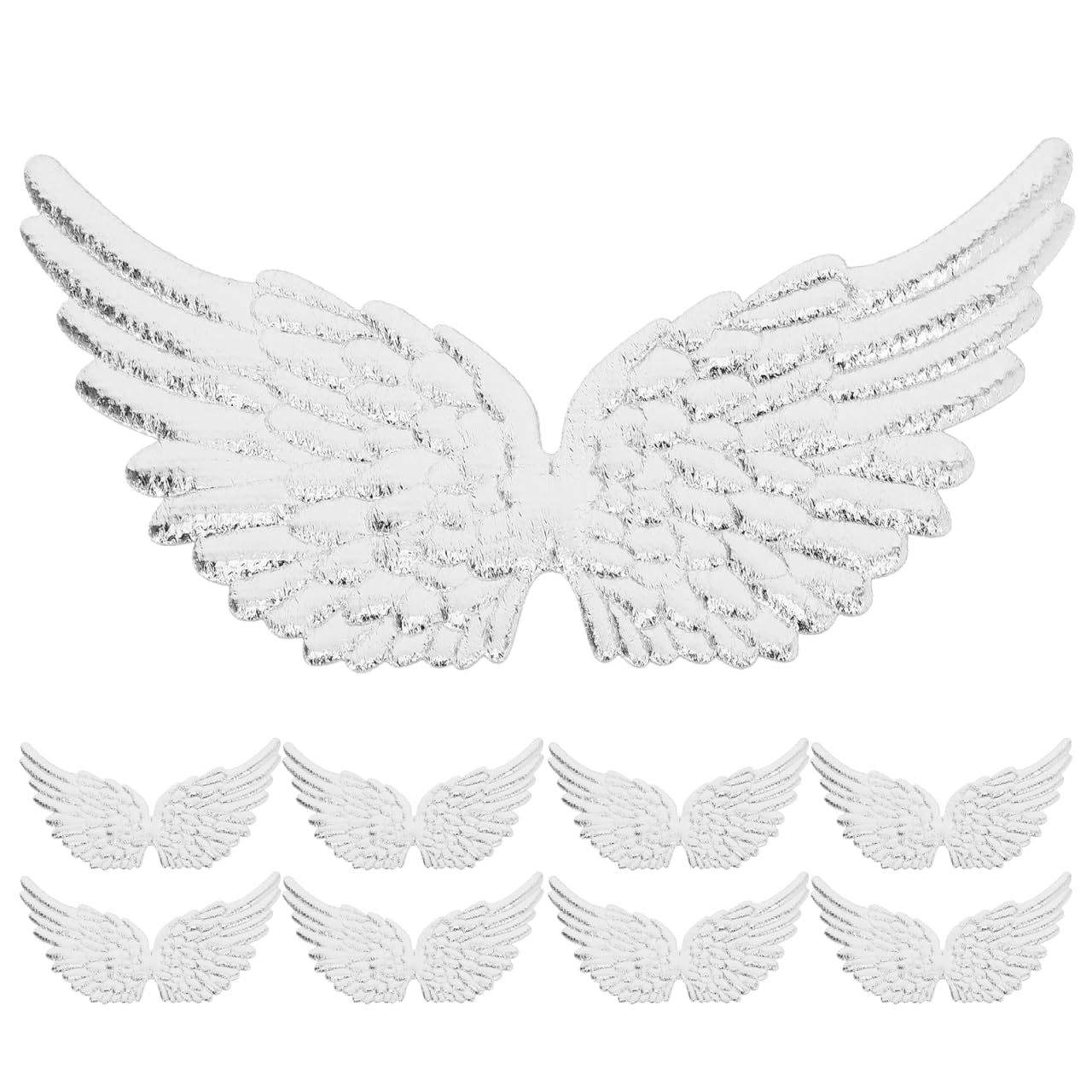 Toddmomy Angel Wings: 12Pcs Silver Fabric Wings Patches with Glitter for Party, Costume, Backpack, Ornaments, DIY Crafts