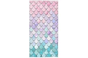 Naanle Beautiful Rainbow Mermaid Scales Soft Highly Absorbent Guest Large Home Decorative Hand Towels Multipurpose for Bathroom, Hotel, Gym and Spa (16 x 30 Inches)