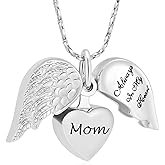 Imrsanl Cremation Jewelry for Ashes Heart Urn Necklace Pendants Ashes for Women Men Family Keepsake Memorial Angel Wing with Charm Heart for Loved Ones