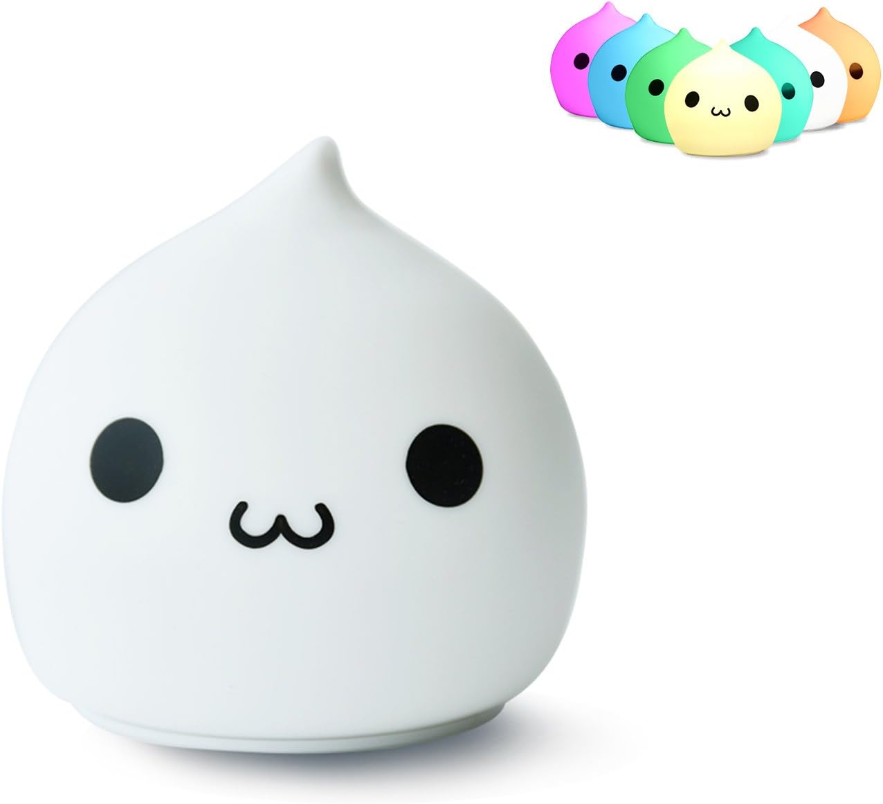 Lafedy Night Light Silicone Bedroom Warm White and Automatic Optional 7 Colour Changing Sensitive Tap Control Rechargeable Portable Baby Gift Lamp (Battery-Sweet)