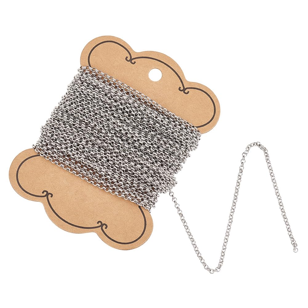 UNICRAFTALE 30 Feet Soldered 304 Stainless Steel Rolo Chain Link Jewelry Making Chains for Pendant Necklace DIY Making 2.5mm