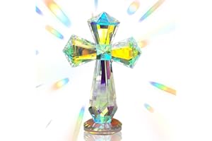 REIKOMO Crystal Cross Figurine – Clear Standing Cross for Home Decor, Wedding Decoration, Prayer, and Inspirational Display (