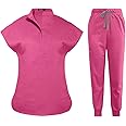 niaahinn Scrubs Set for Women Nurse Uniform Jogger Suit Stretch Top & Pants with Multi Pocket for Nurse Esthetician Workwear