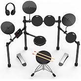 AiJoy Electric Drum Set for Beginners with 210 Sounds, 4 Quiet Drum Pads, 10'' Cymbals, Electronic Drum Kit with Headphones, 2 Pedals, Throne, Sticks, Gifts for Kids Adults (ADD15)