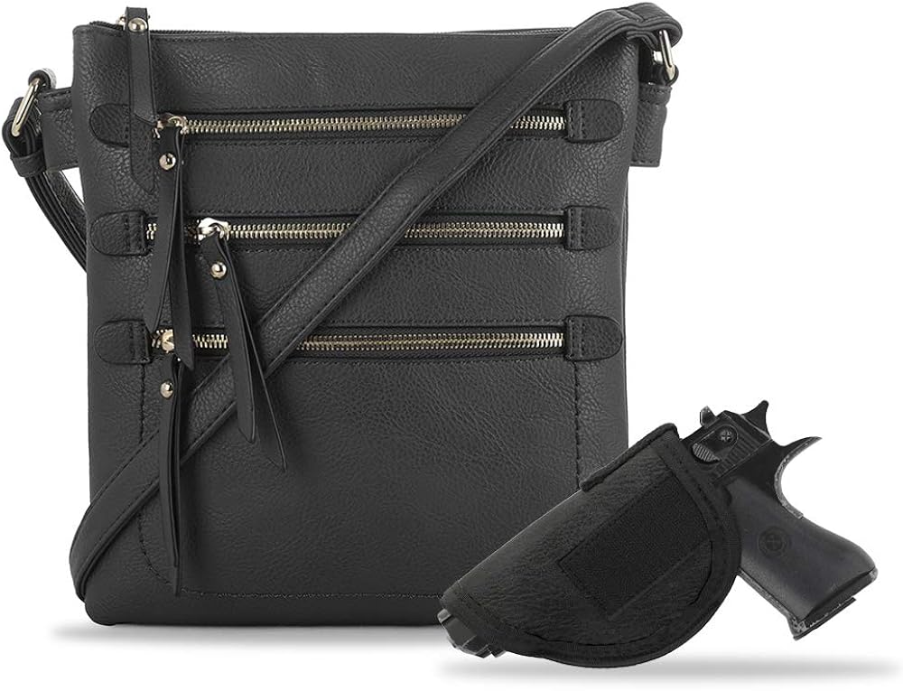 Double Compartment MultiZipper Triple Zip Pockets Concealed Carry