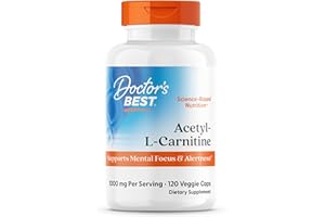 DOCTOR'S BEST Doctors Best Acetyl-L-Carnitine, Supports Mental Focus & Alertness, Non-GMO, Gluten Free, Soy Free, Vegan 120 Veggie Caps