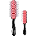 2 PCS Hair Brush for Women Men Curly Wet or Dry Hair 9 Row 5 Row Classic Styling Brushes for Natural Thick Hair, Blow Separating, Shaping Defining Detangling Curls Tools Travel Bristle Black Hairbrush