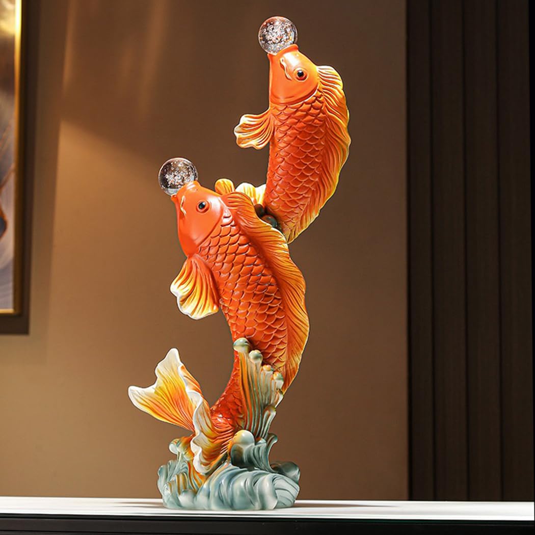 Photo 1 of 24 Inch X-Large Chinese Feng Shui Fish Statue Sculpture Figurines Feng Shui Decor Home Office Desktop Decoration Good Lucky Gifts