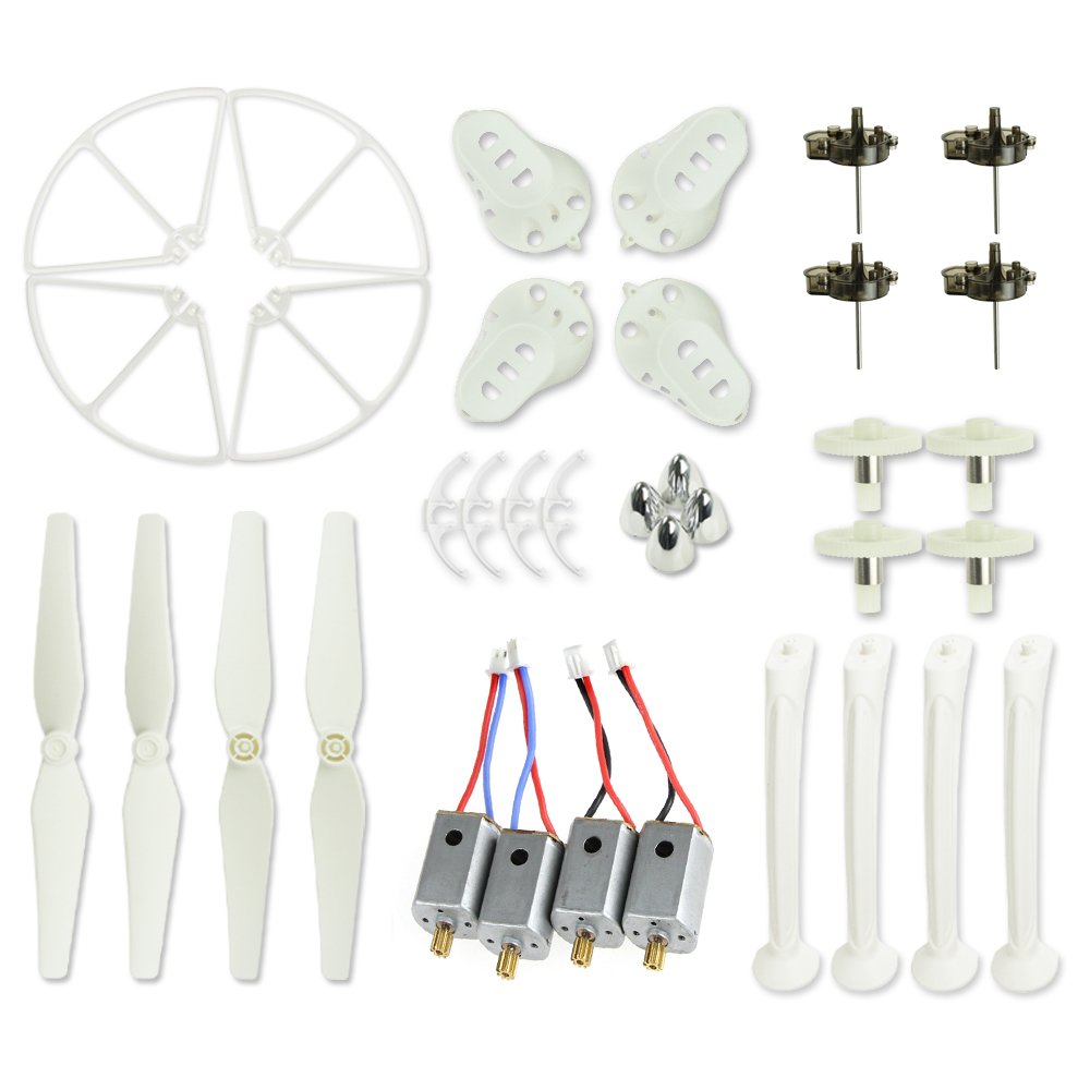 Coolplay Syma White Main Blades & Landing Skids & Frames & Main Gears & Main Motors Spare Replacement Parts for Syma X8 X8C X8W RC Quadcopter   B01ARJV12Y