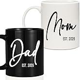 Breezy Valley Mom Dad Coffee Mugs Est 2026 Cup, 1st First Time New Parents Gifts for Couples - Expecting Parents Mom Dad to Be Gifts, Pregnancy Baby Shower Gender Reveal Gift ideas for Mommy to be