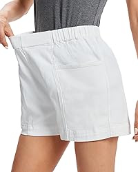 Fuinloth Women's Denim Shorts, Elastic Wasit Mid