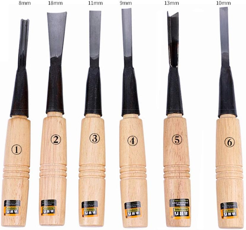 Wood Carving Tools Kit, Working Tool Hand Carving Chisels Carving Spoons Bowls Set DIY Tools for Lathe Woodcut (6Pcs Set)