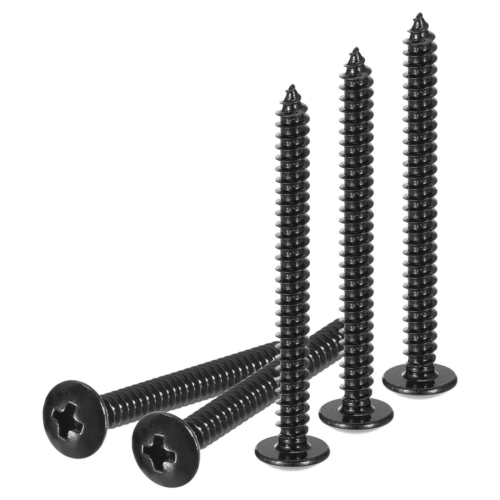 DTGN #8x2 Sheet Metal Screws - 50 Pack - for Wood, Furniture - 304 Stainless Steel Phillips Truss Head Self Tapping Tip Wood Screws - Black