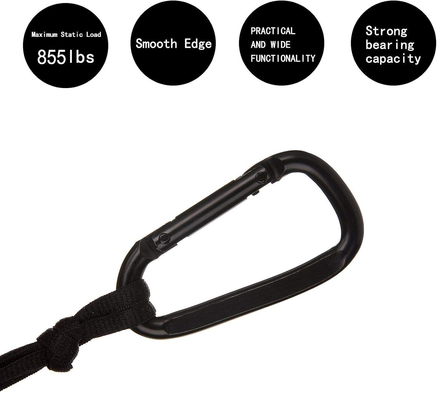 Carabiner Clip Set 3"(2-Pack) D Shape Improved Durable Spring-loaded Gate Iron Carabiners, Keychain Clip, Multipurpose For Camping, Hiking, Fishing Or As A Key Organizer Black: Clothing