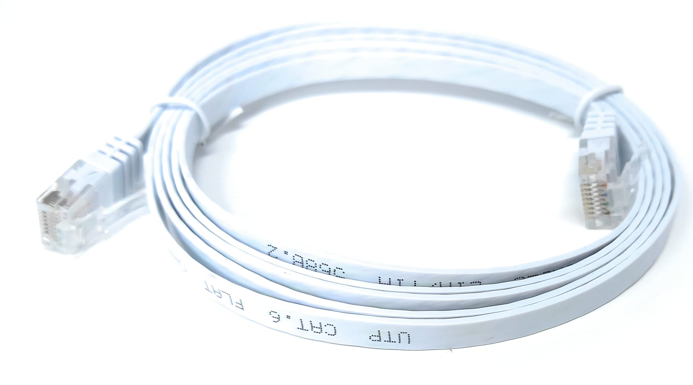 DRUT 1.5m FLAT CAT6 RJ45 Ethernet LAN Patch Cable, Low Profile GIGABIT Full Copper 32AWG, Lead Allows Up to 1000Mbps Speed (5ft, White)