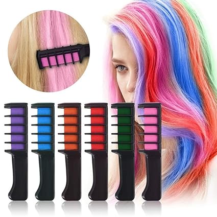 6 Colores Set De Tizas Para El Pelo De Mujer Niña Tinte