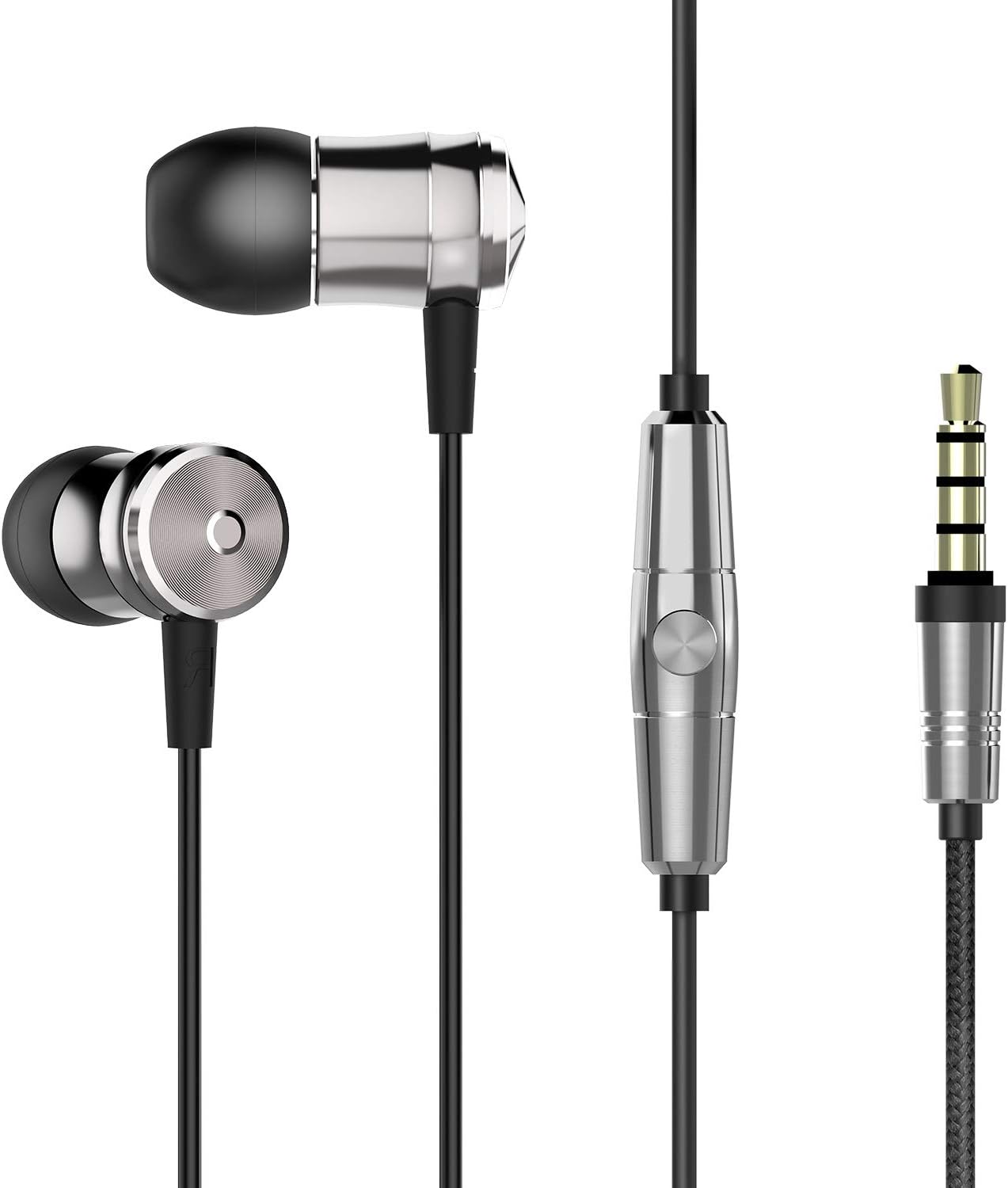 Ailihen Wired Metal In Ear Earbuds Earphones Noise Isolating 3.5mm Jack with Microphone Powerful Bass Headphones for iPad Android Laptop MP3