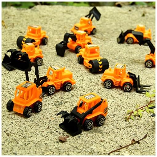 12 Pack Construction Vehicles Pull Back Style -Play Vehicles - Push and Play Engineering Trucks - Assorted Construction Designs