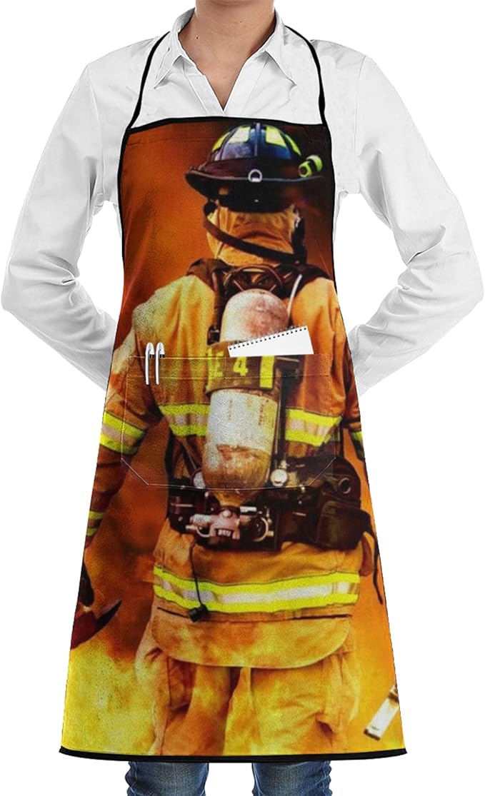 Firefighter Fireman Flameprinted Apron A Printed Apron With
